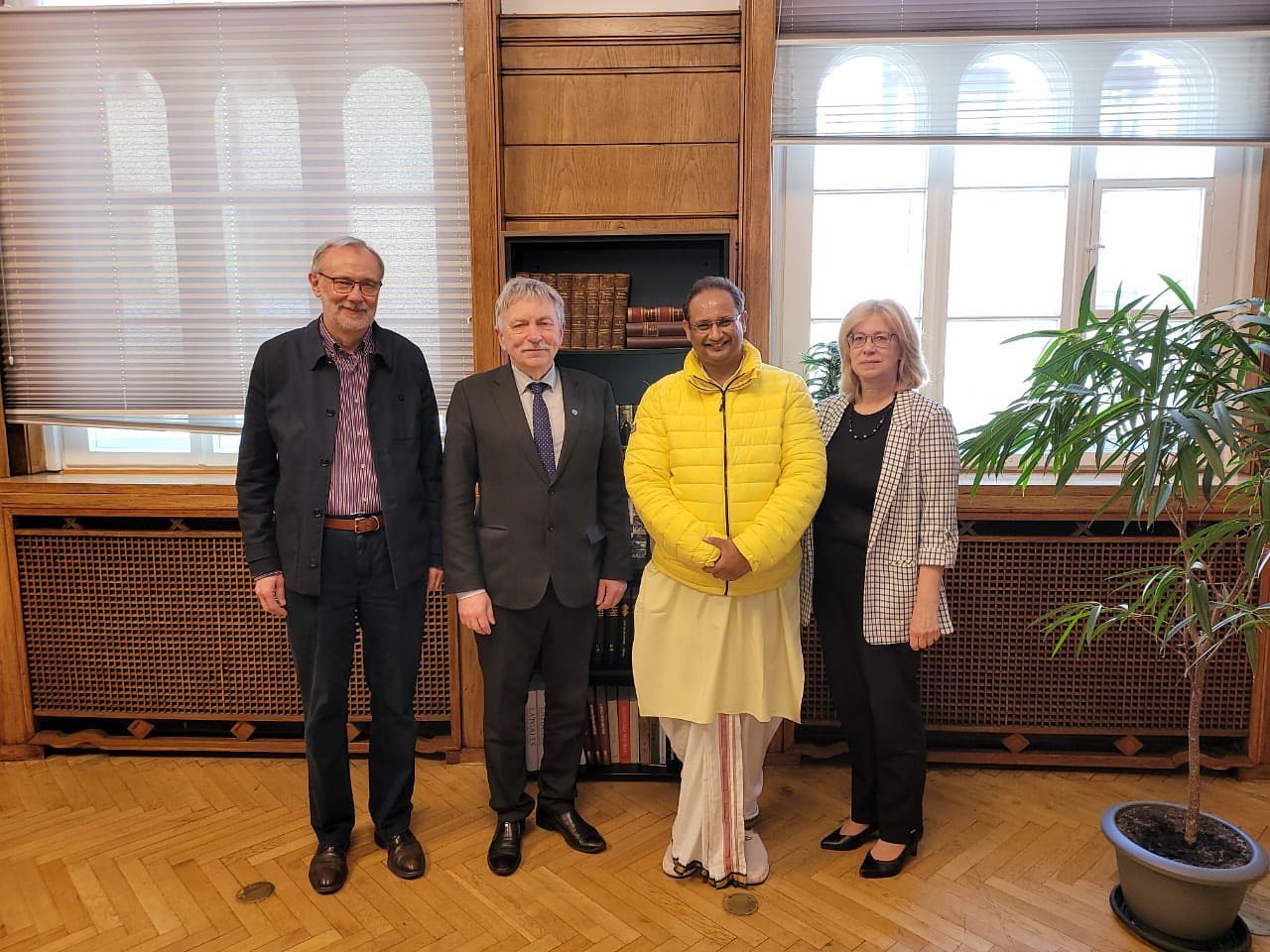 Honorable Pro-Vice Chancellor of Dev Sanskriti Vishwavidyalaya met with the Honorable Chancellor, Hon’ble Vice-Chancellor and former Chancellor of the University of Latvia