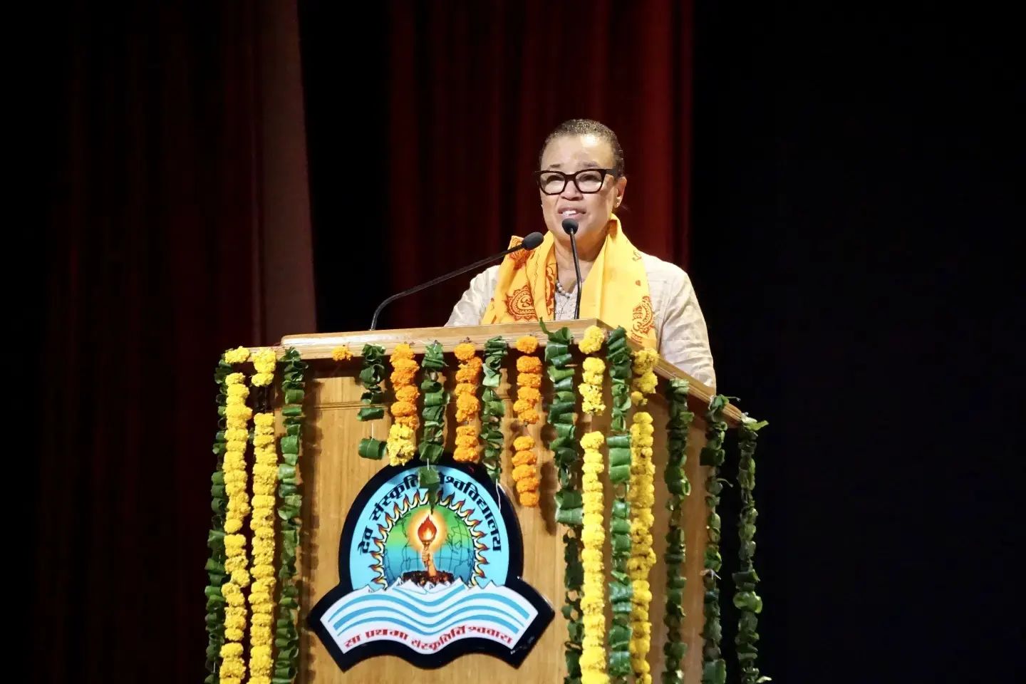 The Secretary General of the Commonwealth Nations, Ms Baroness Patricia, arrived at the Shantikunj Golden Jubilee Lecture Series on the university campus